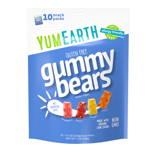 Yum Earth Gummy Bears *10 snack packs per bag